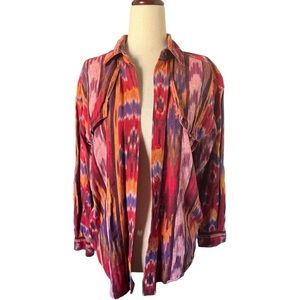 KZK Vintage Southwest Aztec Yellowstone Serape Sunset Shacket Button Shirt Sz S
